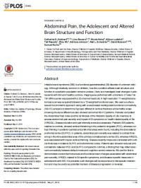 Abdominal Pain, the Adolescent and Altered Brain Structure and Function