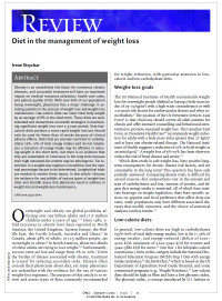 Diet in the management of weight loss