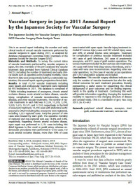 Vascular Surgery in Japan: 2011 Annual Report by the Japanese Society for Vascular Surgery