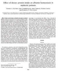 Effect of dietary protein intake on albumin homeostasis in nephrotic patients