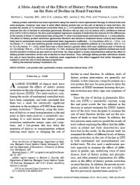 A Meta-Analysis of the Effects of Dietary Protein Restriction on the Rate of Decline in Renal Function