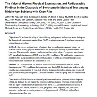 The Value of History, Physical Examination, and Radiographic Findings in the Diagnosis of Symptomatic Meniscal Tear among Middle-Age Subjects with Knee Pain