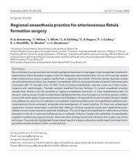 Regional anaesthesia practice for arteriovenous fistula formation surgery