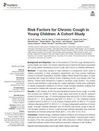 Risk Factors for Chronic Cough in Young Children: A Cohort Study