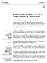 Risk Factors for Chronic Cough in Young Children: A Cohort Study