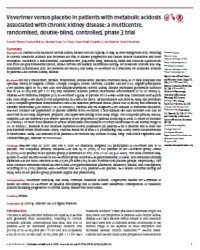 Veverimer versus placebo in patients with metabolic acidosis associated with chronic kidney disease: a multicentre,
randomised, double-blind, controlled, phase 3 trial