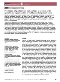 Prediction of postpartum hemorrhage in women with gestational hypertension or mild preeclampsia at term