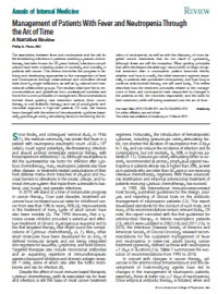 Management of Patients With Fever and Neutropenia Through the Arc of Time : A Narrative Review