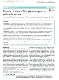 Early pregnancy vitamin D status and risk of preeclampsia