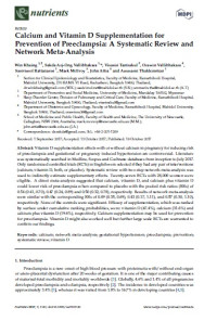 Calcium and Vitamin D Supplementation for Prevention of Preeclampsia: A Systematic Review and
Network Meta-Analysis