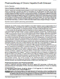 Pharmacotherapy of Chronic Hepatitis B with Entecavir