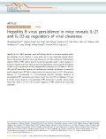 Hepatitis B virus persistence in mice reveals IL-21 and IL-33 as regulators of viral clearance