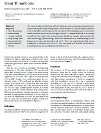 Stent Thrombosis