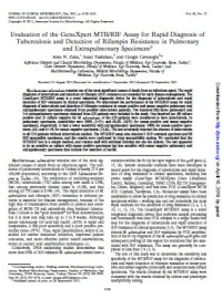 Evaluation of the GeneXpert MTB/RIF Assay for Rapid Diagnosis of Tuberculosis and Detection of Rifampin Resistance in Pulmonary and Extrapulmonary Specimens