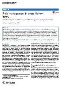 Fluid management in acute kidney injury