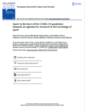 Sport in the face of the COVID-19 pandemic:
towards an agenda for research in the sociology of
sport