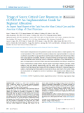 Triage of Scarce Critical Care Resources in
COVID-19 An Implementation Guide for
Regional Allocation