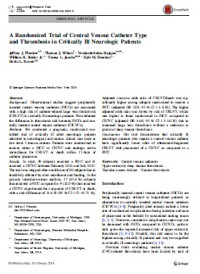 A Randomized Trial of Central Venous Catheter Type and Thrombosis in Critically Ill Neurologic Patients