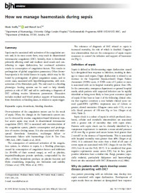 How we manage haemostasis during sepsis