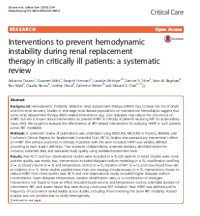 Interventions to prevent hemodynamic instability during renal replacement therapy in critically ill patients: a systematic review