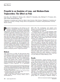 Propofol in an Emulsion of Long- and Medium-Chain Triglycerides: The Effect on Pain