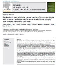 Randomized, controlled trial comparing the effects of anesthesiawith propofol, isoflurane, desflurane and sevoflurane on painafter laparoscopic cholecystectomy