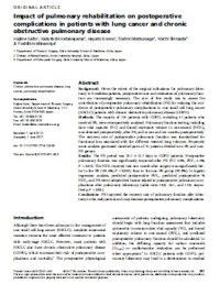 Image of Impact of pulmonary rehabilitation on postoperative complications in patients with lung cancer and chronic obstructive pulmonary disease