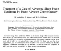 Image of Treatment of a Case of Advanced Sleep Phase SYndrome by Phase Advance Chronotherapy