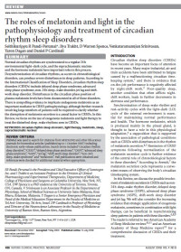 Image of The roles of melatonin and light in the pathophysiology and treatment of circadian rhythm sleep disorders