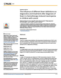 Image of The influence of different fever definitions on diagnostics and treatment after diagnosis of fever in chemotherapy-induced neutropenia
in children with cancer