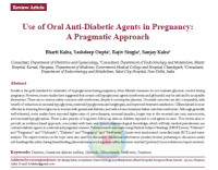 Image of Use of Oral Anti-Diabetic Agents in Pregnancy: A Pragmatic Approach