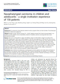 Image of Nasopharyngeal carcinoma in children and adolescents - a single institution experience of 158 patients