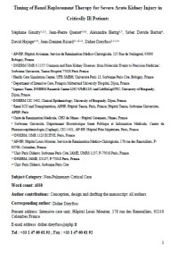 Image of Timing of Renal Replacement Therapy for Severe Acute Kidney Injury in Critical Illnes patients