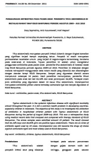 Image of PENGGUNAAN ANTIBIOTIKA PADA PASIEN ANAK PENDERITA TIFUS ABDOMINALIS DI INSTALASI RAWAT INAP RSUD BANYUMAS PERIODE AGUSTUS 2009 – JULI 2010