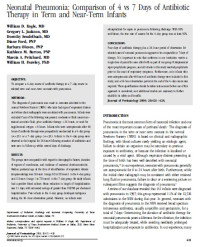 Image of Neonatal Pneumonia : Comparison of 4 vs 7 Days of Antibiotic Therapy in Term an Near-Term Infants