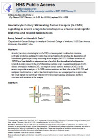 Image of Granulocyte Colony Stimulating Factor Receptor (G-CSFR) signaling in severe congenital neutropenia, chronic neutrophilic leukemia and related malignancies