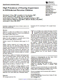 Image of High Prevalence of Hearing Impairment in HIV-Infected Peruvian Children