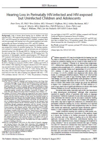 Image of Hearing Loss in Perinatally HIV-Infected and HIV-Exposed but Uninfected Children & Adolescents