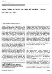 Image of Insulin Therapy in Children and Adolescents with Type 1 Diabetes