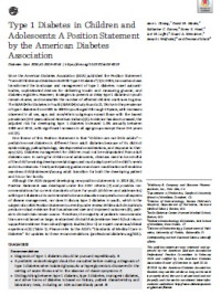 Image of Type 1 Diabetes in Children and Adolescents: A Position Statement by the American Diabetes
Association