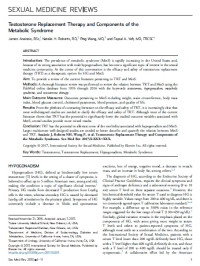 Image of Testosterone Replacement Therapy and Components of the Metabolic Syndrome