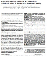 Image of Clinical Experience With IV Angiotensin II Administration: A Systematic Review of Safety