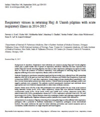 Image of Respiratory viruses in returning Hajj & Umrah pilgrims with acute respiratory illness in 2014-2015