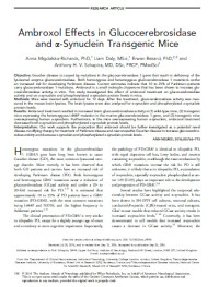 Image of Ambroxol Effects in Glucocerebrosidase and a-Synuclein Transgenic Mice