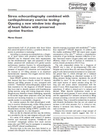 Image of Stress echocardiography combined with cardiopulmonary exercise testing: Opening a new window into diagnosis
of heart failure with preserved ejection fraction