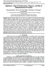 Image of Diphtheria: Clinical Manifestations, Diagnosis, and Role of ImmunizationIn Prevention
