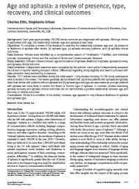 Image of Age and aphasia: a review of presence, type, recovery and clinical outcomes
