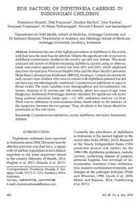 Image of RISK FACTORS OF DIPHTHERIA CARRIERS IN INDONESIAN CHILDREN