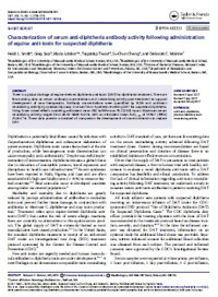 Image of Characterization of serum anti-diphtheria antibody activity following administration of equine anti-toxin for suspected diphtheria