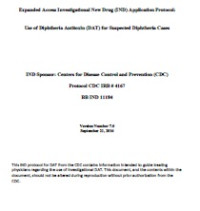 Image of Use of Diphtheria Antitoxin (DAT) for Suspected Diphtheria Cases IND